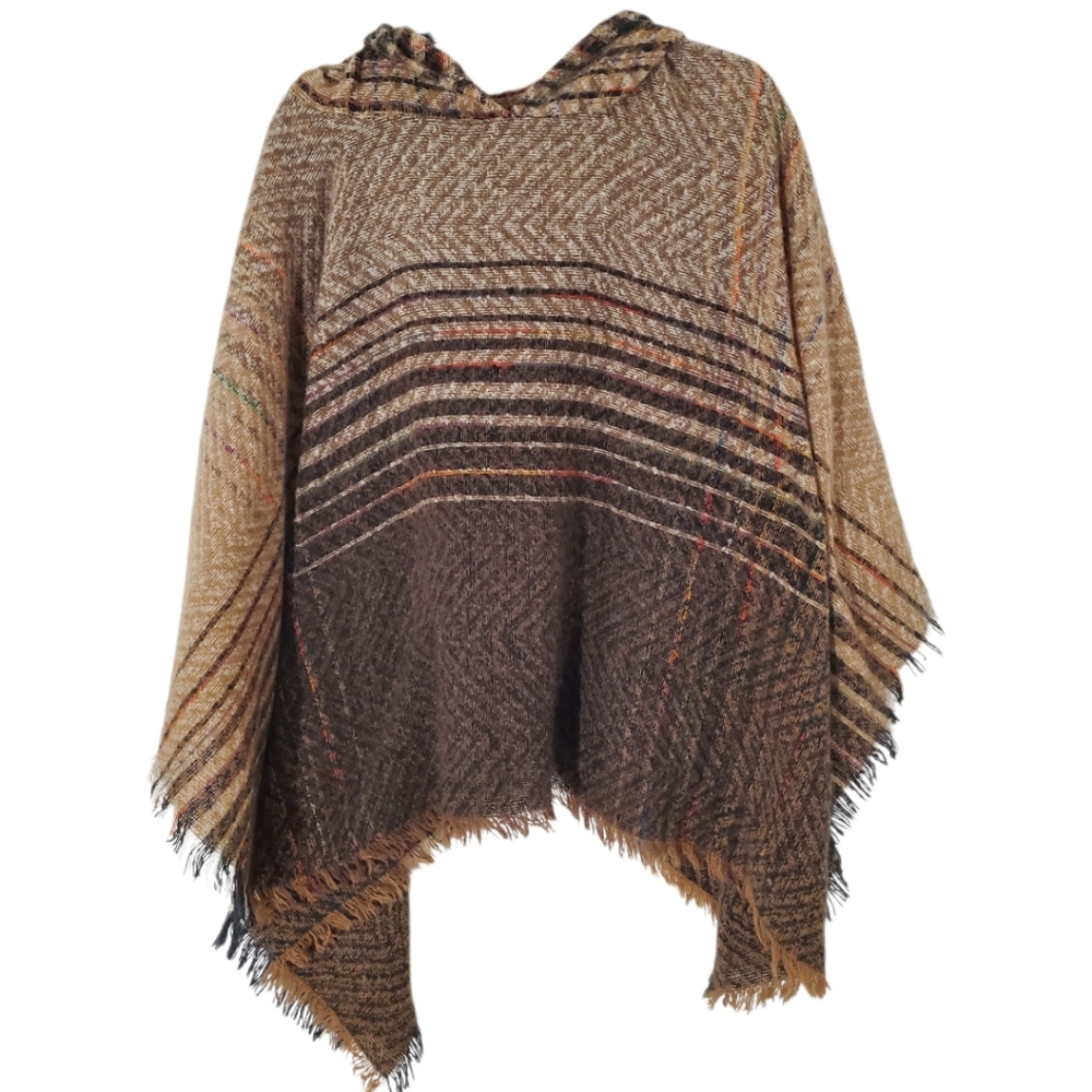 Plaid Poncho One Size - Picture 3 of 6